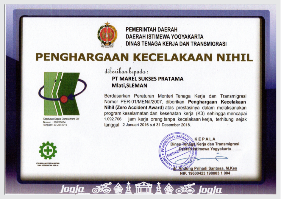 Penghargaan Kecelakaan Kerja Nihil