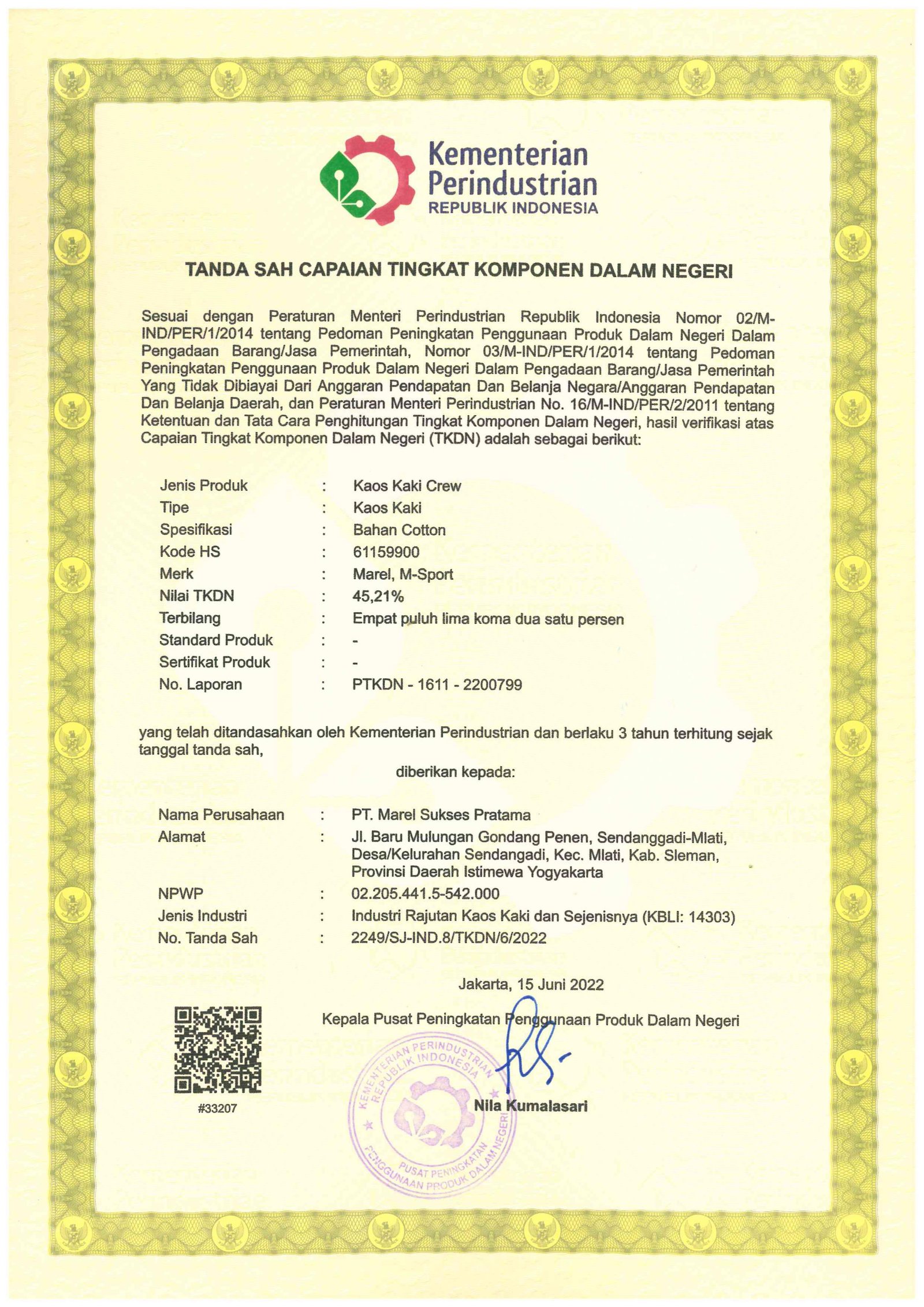 Sertifikat TKDN Kemenperin